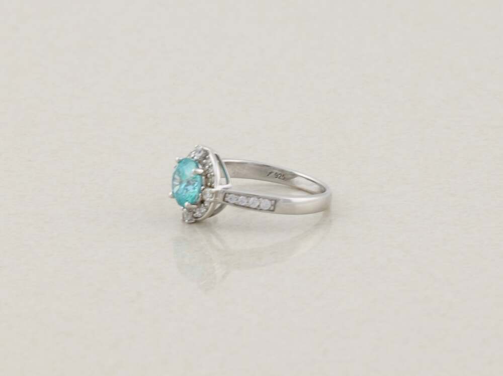 Sterling Silver Sparkly Blue & White Cubic Zirconia CZ Ring Size 10 1/4 - Picture 7 of 7